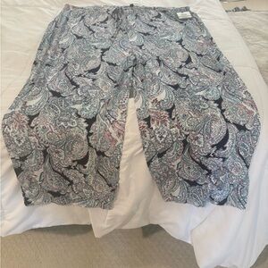 Ellen Tracy Paisley Pajama/Lounge Pants - Blue and Pink, 3X, NWT